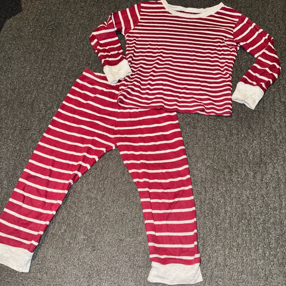 Carter's Red burgundy and White Striped Pajama Set